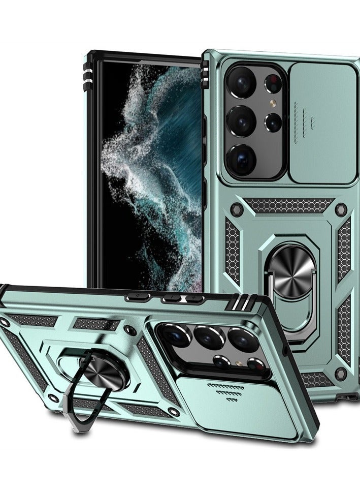 TEAM LUXURY Samsung Galaxy S24Plus Case, Slide Camera Cover, Built in Rotate Ring Kickstand, Heavy Duty Shockproof Protective Case  - Image 1