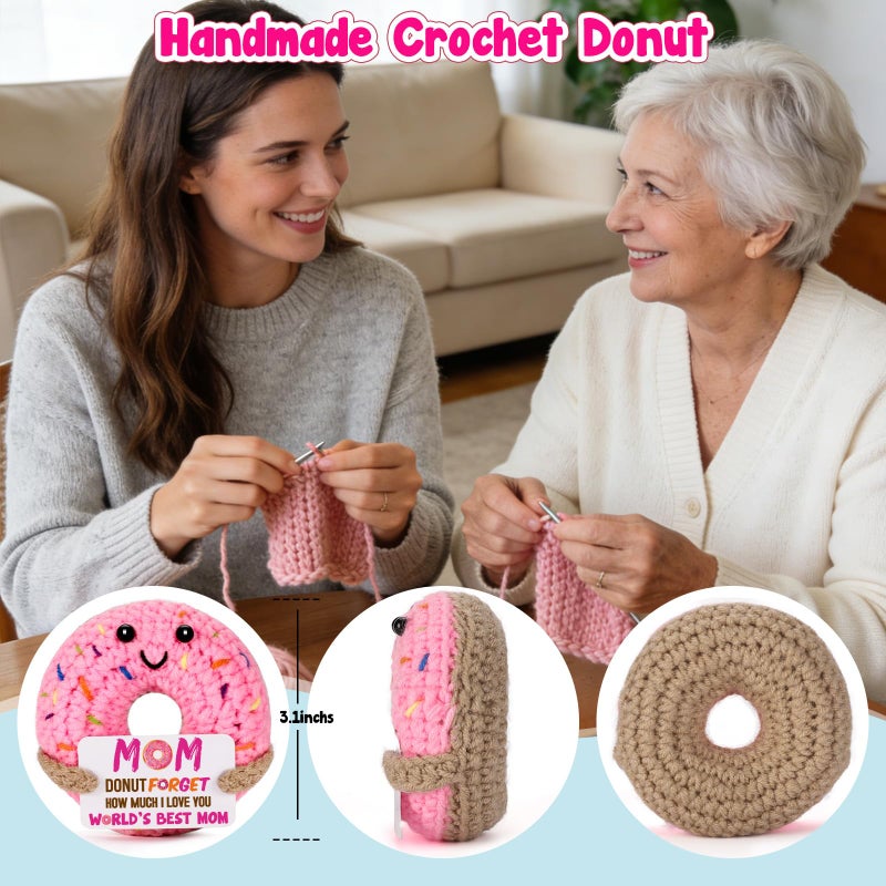 BuiltFit Gifts for Mom Valentines Birthday - Mom Gift from Daughter Son Valentine Valentine's Day Mothers Day Easter Handmade Crochet Donut Gift for Mama Mother - Image 2