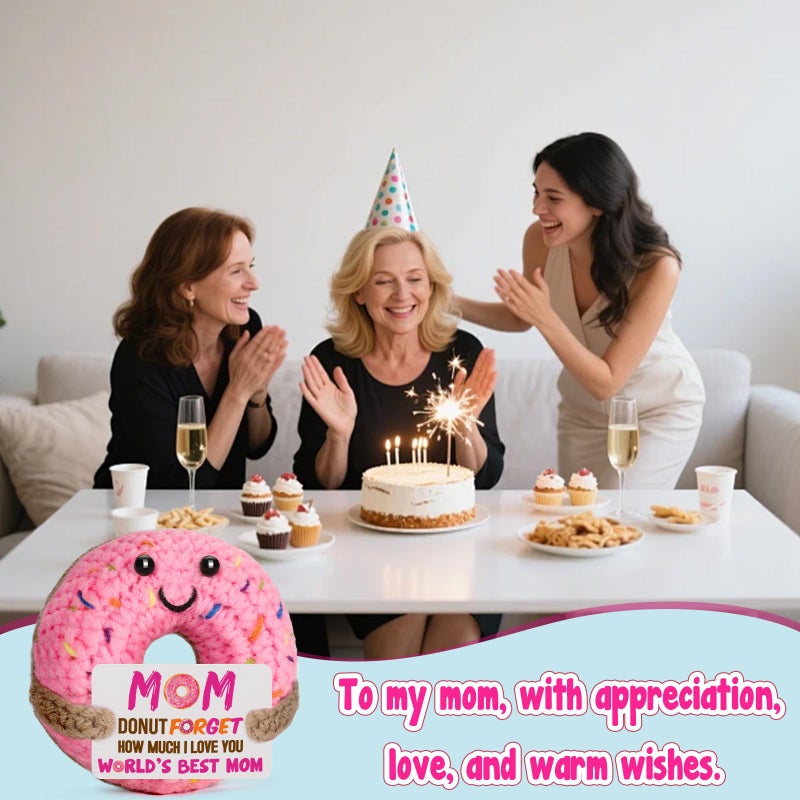 BuiltFit Gifts for Mom Valentines Birthday - Mom Gift from Daughter Son Valentine Valentine's Day Mothers Day Easter Handmade Crochet Donut Gift for Mama Mother - Image 5