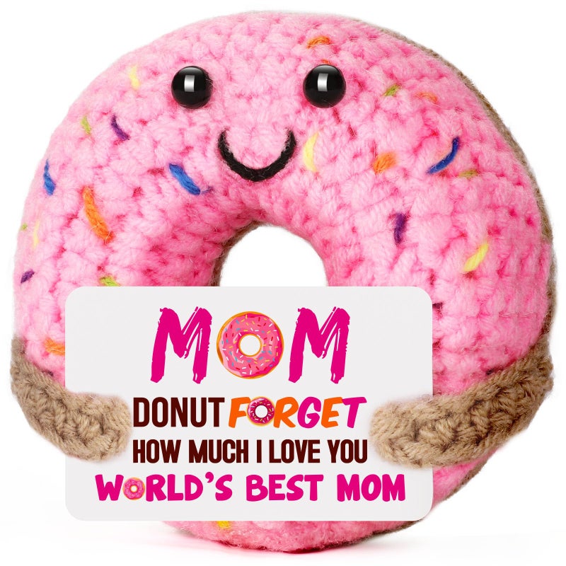 BuiltFit Gifts for Mom Valentines Birthday - Mom Gift from Daughter Son Valentine Valentine's Day Mothers Day Easter Handmade Crochet Donut Gift for Mama Mother - Image 1