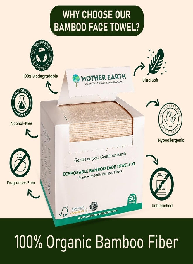 MOTHER EARTH Bamboo Face Towels XL - Hypoallergenic and Disposable Face Wipes | Dry Makeup Removers | Made from Bamboo Viscose | Extra Soft for Sensitive Skin (50 Towels) - Image 5