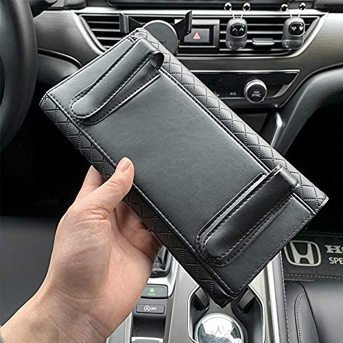 KeepCart Car Sun Visor Tissue Paper Box Case Auto Interior Decoration Accessories Holder PU Leather Tissue Box for Car/Truck (Black) - Image 5