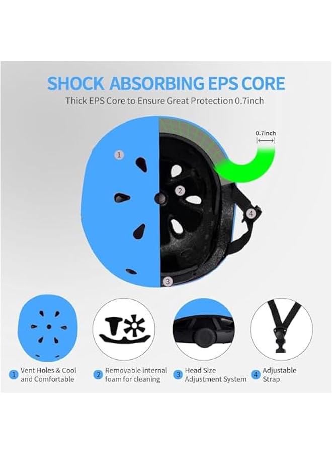 HOOKOR Kids Bike Helmet Set Adjustable Kids Helmet with Knee Pad, Elbow Pads & Wrist Guards for Boys Girls Perfect for Skating, Biking, Cycling, and Skateboard - Image 2