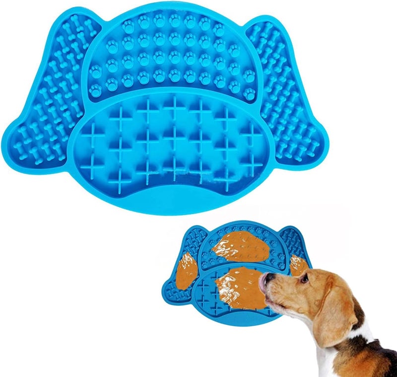 حصيرة لعق الحيوانات الأليفة ، بساط طعام بطيء من السيليكون ، وسادة لعق متينة على شكل كلب مع أكواب شفط تستخدم مع الزبادي أو زبدة الفول السوداني لتدريب الحيوانات الأليفة على الاستحمام - Image 1