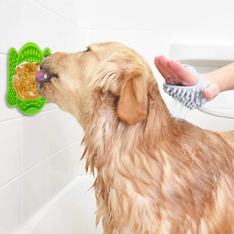 حصيرة لعق الحيوانات الأليفة ، بساط طعام بطيء من السيليكون ، وسادة لعق متينة على شكل كلب مع أكواب شفط تستخدم مع الزبادي أو زبدة الفول السوداني لتدريب الحيوانات الأليفة على الاستحمام - Image 5