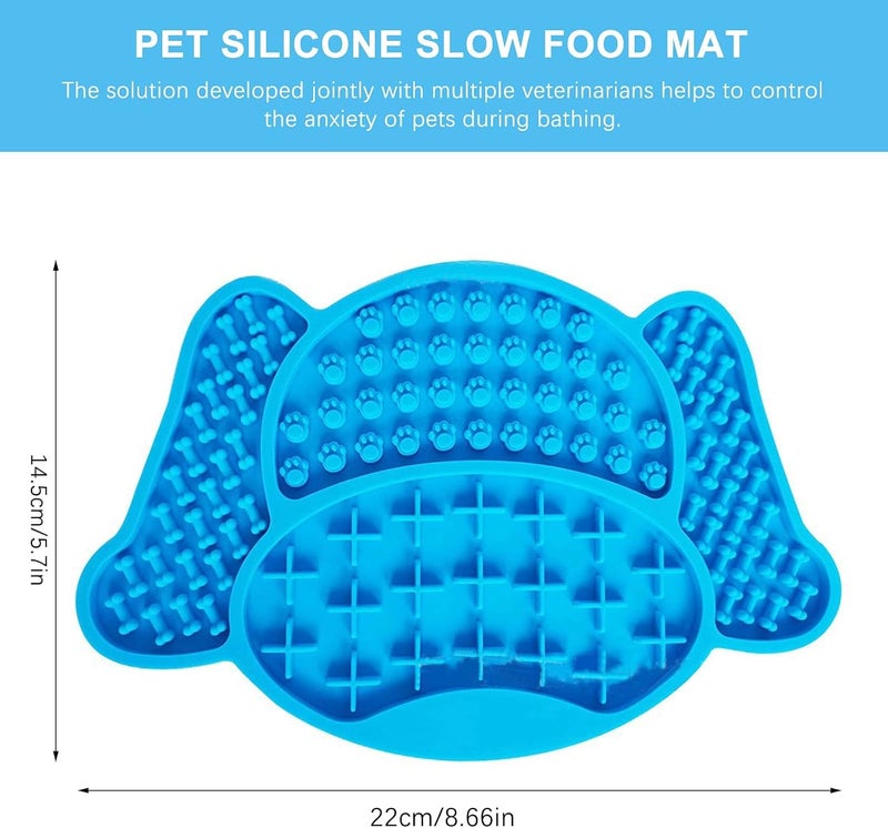 حصيرة لعق الحيوانات الأليفة ، بساط طعام بطيء من السيليكون ، وسادة لعق متينة على شكل كلب مع أكواب شفط تستخدم مع الزبادي أو زبدة الفول السوداني لتدريب الحيوانات الأليفة على الاستحمام - Image 2