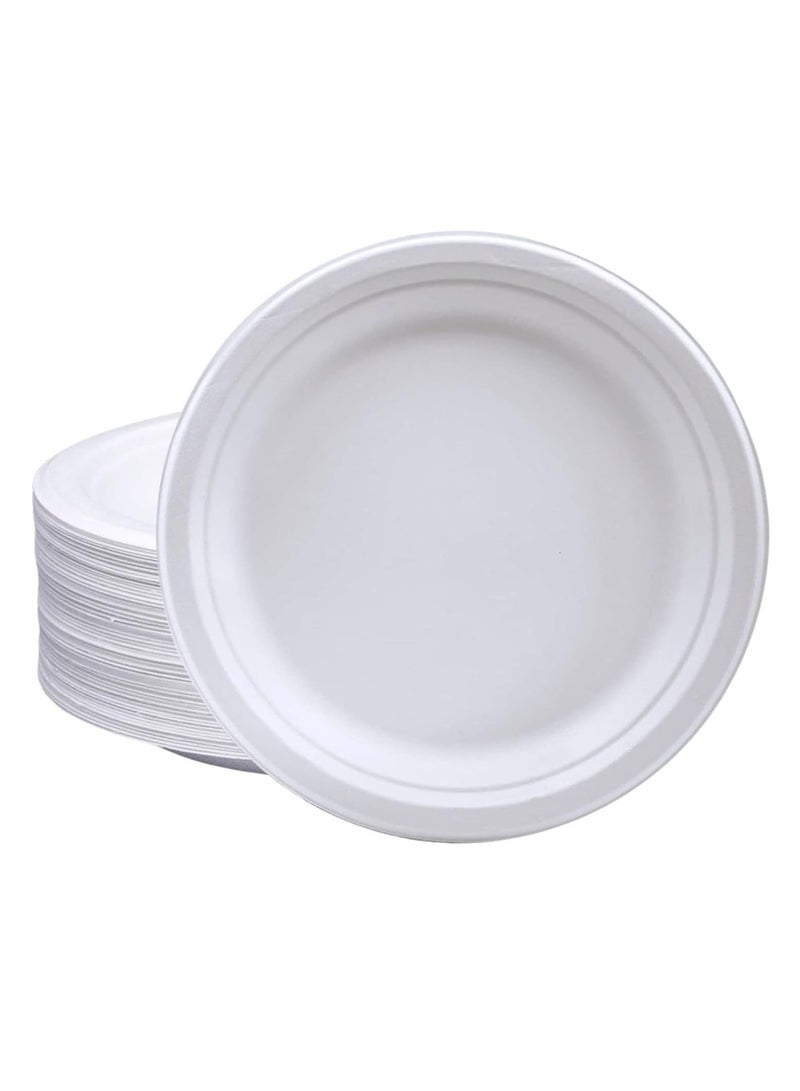 Home Smart Home Smart Bagasse Plates 10-Inches Set of 50 Pcs Heavy Duty Disposable Plate for Travel Out-Door Party and Special Event Party Favor - Image 1