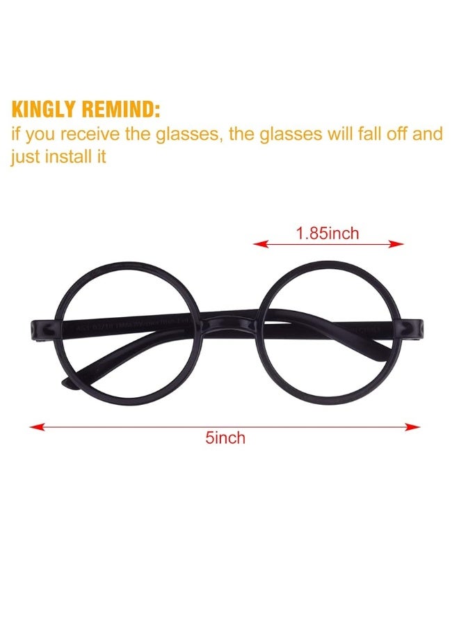 TUPARKA 30 Pieces Wizard Round Glasses Frame No Lenses Eyeglasses with 30 Pieces Lightning Bolt Tattoos for Kids Halloween Party Bag Fillers - Image 3