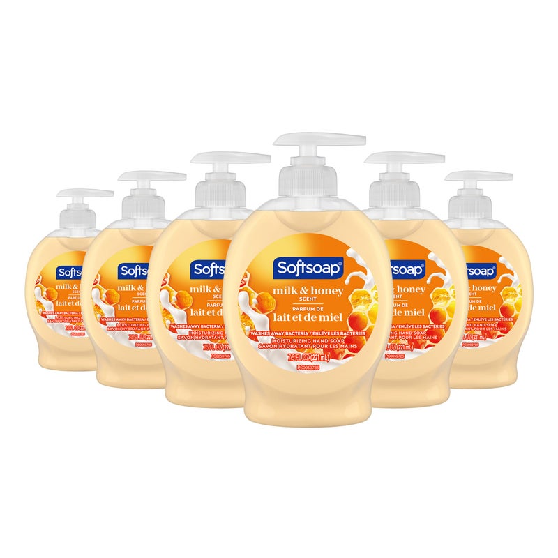 Softsoap Moisturizing Liquid Hand Soap, Milk and Honey, 7.5 Fluid Ounce, Pack of 6 (Package may vary) - Image 1