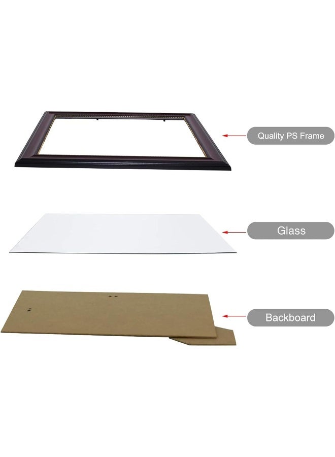 Decorhills Decorhills A4 Certificate Frame, Real Glass, Wall Mounted & Tabletop Display, Mahogany with Gold Beaded, Frame Size 26.5x35.3cm Pack of 4  - Image 4