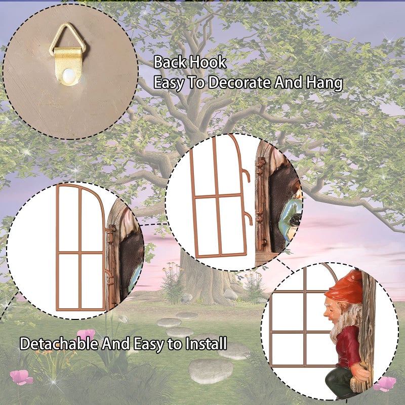 Jetec 2 Pieces Garden Gnome Statue Elf Out The Door Tree Hugger Garden Peeker Yard Art Tree Sculpture Gnome Decoration Outdoor for Patio Yard Lawn Porch Ornament (Classic Style) - Image 5