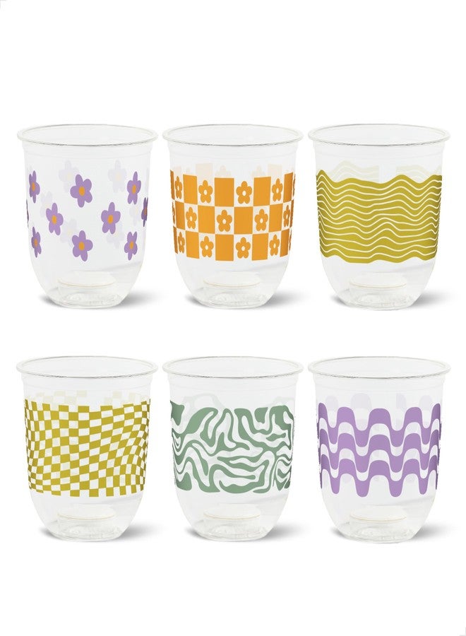 TOSSWARE NATURAL 12oz Arc - Retro Art - Plant Based 98mm Cups - Plastic Alternative for Parties, Bachelorettes, Weddings - Recyclable Theme Cold Cups - Set of 24 - Image 1
