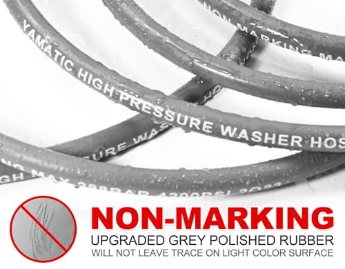 YAMATIC Non Marking 1/4" 4200 PSI Pressure Washer Hose 50 FT for Hot/Cold Water Rubber Wire Braided, Kink Resistant Swivel Quick Connection, Industry Grade for Power Washer, Super Wear Resistant - Image 4
