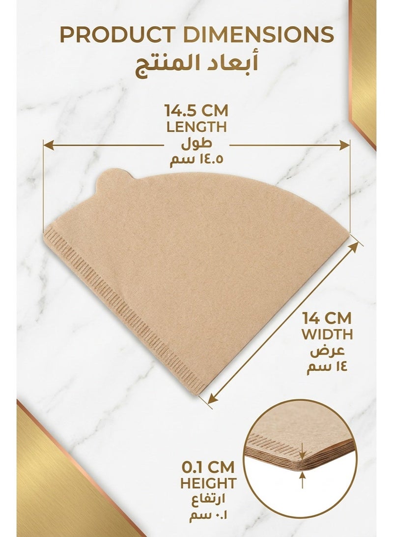 50 قطعة من ورق فلتر القهوة غير مبيض، مرشحات القهوة الورقية من لب الخشب الطبيعي للقهوة العربية والصب، دقة ميكرون، أكثر سمكًا بنسبة 30%، لا تمزق ولا تسرب، تناسب V60 ومعظم منقطات مخروط فلتر القهوة، معتمدة حلال، عبوة محكمة الغلق - Image 5
