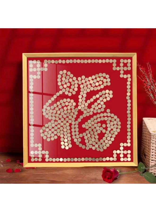 Best Friend Wedding Gift Coin Photo Frame Template Diy Handmade Gift Flocking Cloth 5 50 Cents Mao Xi Zi Xi Zi-Color:Aluminum Alloy Golden Yuanxi 60-60 Requires 422 Wedding Coins - Complete Set Of Photo Frames * Dispensing Glue * Velvet Template - Image 4