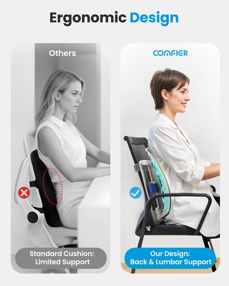 COMFIER Heated Lumbar Support Pillow with Vibration Massage, Back Support Cushion for Office Chair, Adjustable Height up to 18.1 in â€“ Thoughtful Gifts for Mom Dad Women Men - Image 2