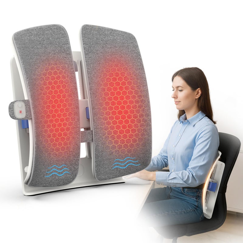 COMFIER Heated Lumbar Support Pillow with Vibration Massage, Back Support Cushion for Office Chair, Adjustable Height up to 18.1 in â€“ Thoughtful Gifts for Mom Dad Women Men - Image 1