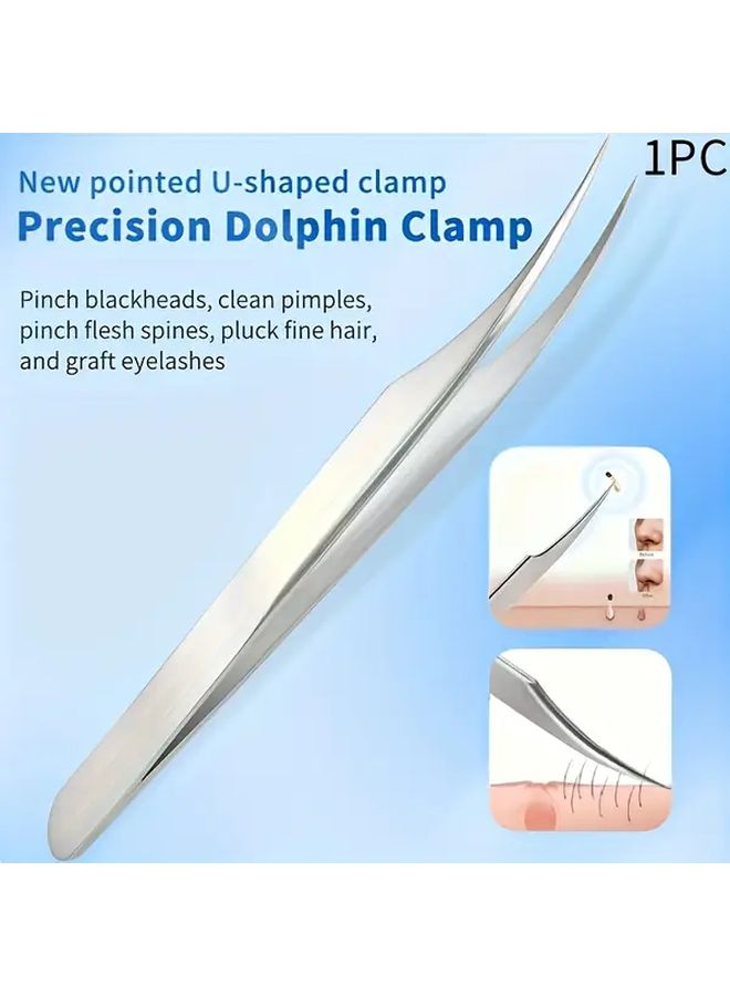 ملقط دلفين لتجعيد الرموش، مقاس واحد، أداة معدنية لإزالة الرؤوس السوداء وحب الشباب - Image 1
