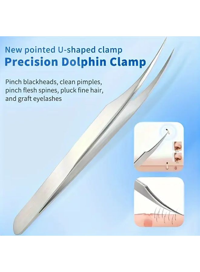 ملقط دلفين لتجعيد الرموش، مقاس واحد، أداة معدنية لإزالة الرؤوس السوداء وحب الشباب - Image 3