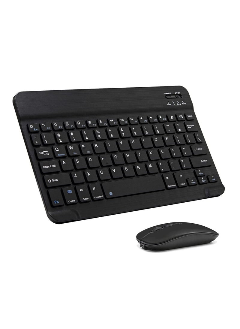 ELTRAZONE Arabic and English Bluetooth Keyboard and Mouse Combo, Ultra-Slim Portable Compact Wireless Mouse Keyboard Set for IOS Android Windows Tablet Phone iPhone iPad Pro Air Mini (Black) - Image 1