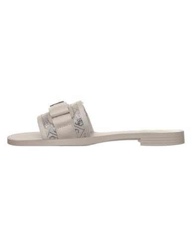 Guess Women's ELYZE Flat Sandal, Light Natural/Silver 110, 8 - Image 5
