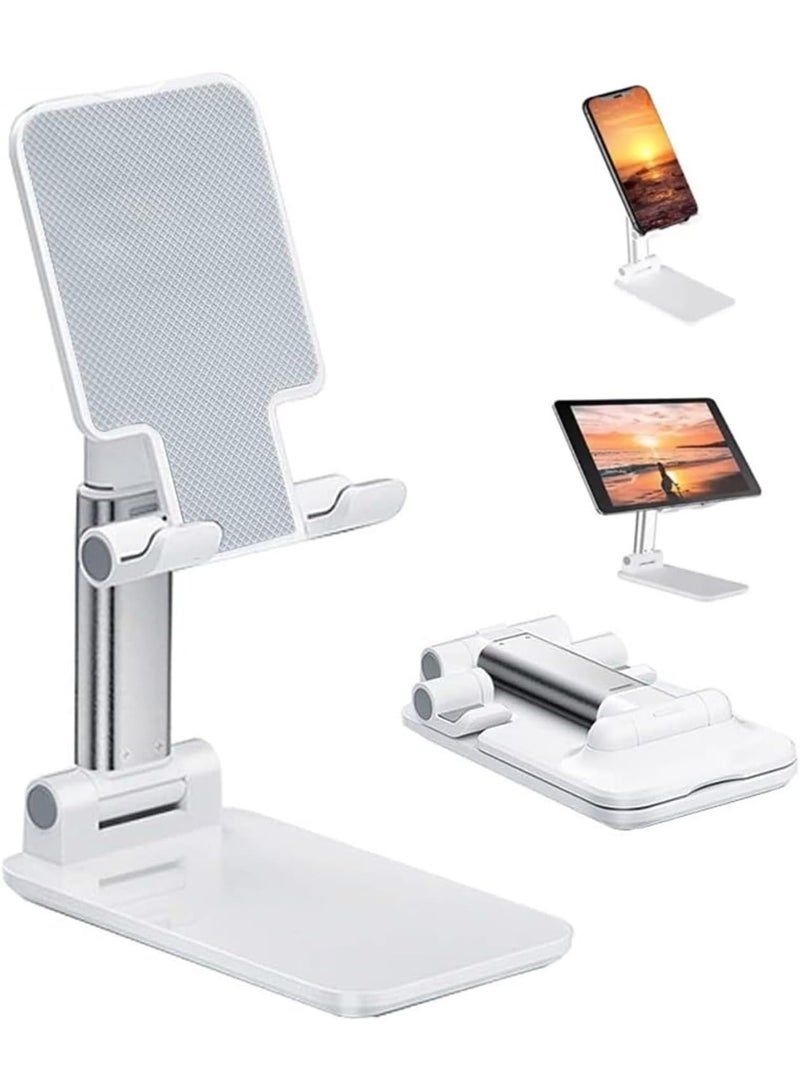 LIVVY Foldable Cell Phone Stand for Desk – Portable Mobile Phone Holder for 3.5" - 7.9" Devices | Adjustable & Rotatable Stand for iPhone, iPad, Tablets, and Smartphones (White) Brand: Generic - Image 1