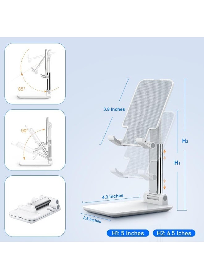 LIVVY Foldable Cell Phone Stand for Desk – Portable Mobile Phone Holder for 3.5" - 7.9" Devices | Adjustable & Rotatable Stand for iPhone, iPad, Tablets, and Smartphones (White) Brand: Generic - Image 2