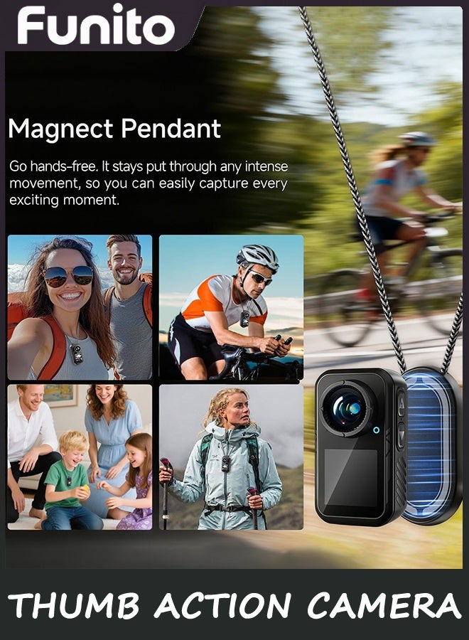 Funito Dual Screen Sports Body Camera | 128G Thumb Action Camera, Wearable on Chest for POV Shooting: Waterproof Action Camera for Running Cycling Swimming Hiking Adventures etc. - Image 2