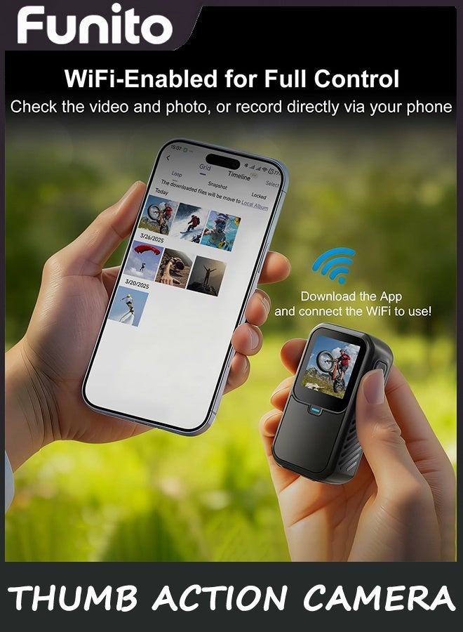Funito Dual Screen Sports Body Camera | 128G Thumb Action Camera, Wearable on Chest for POV Shooting: Waterproof Action Camera for Running Cycling Swimming Hiking Adventures etc. - Image 4
