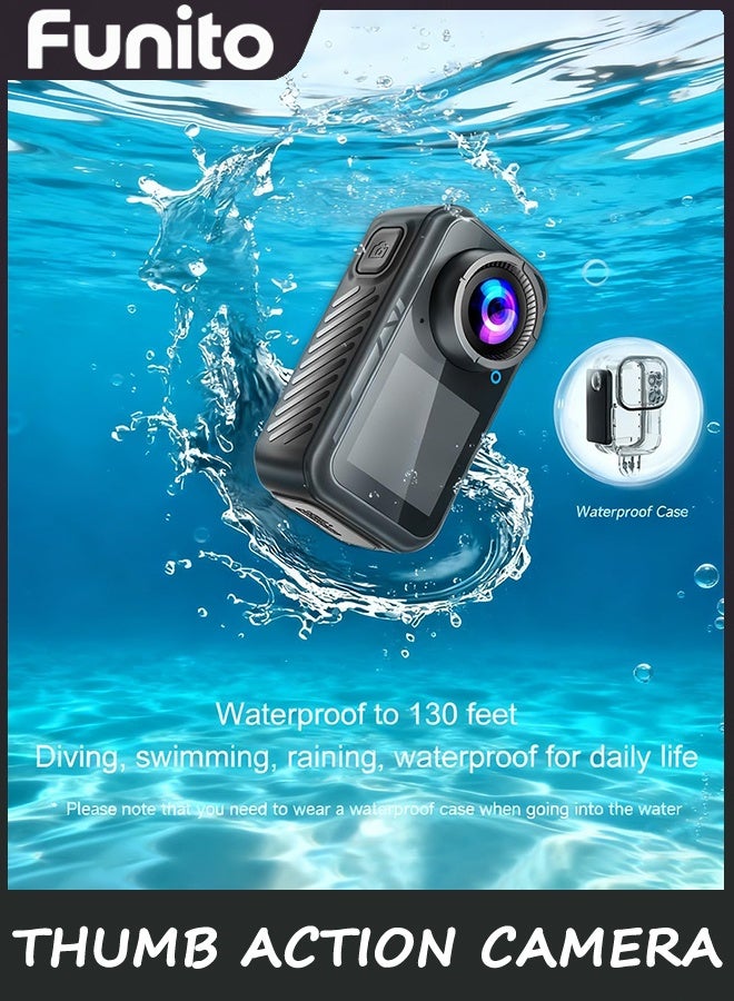 Funito Dual Screen Sports Body Camera | 128G Thumb Action Camera, Wearable on Chest for POV Shooting: Waterproof Action Camera for Running Cycling Swimming Hiking Adventures etc. - Image 5