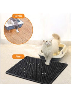 Arabest Cat Litter Mat, Cat Litter Trapping with Honeycomb Double-Layer Design, Waterproof Kitty Mat for Litter BPA Free (Black)  - Image 5