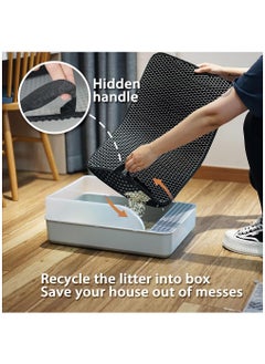 Arabest Cat Litter Mat, Cat Litter Trapping with Honeycomb Double-Layer Design, Waterproof Kitty Mat for Litter BPA Free (Black)  - Image 2