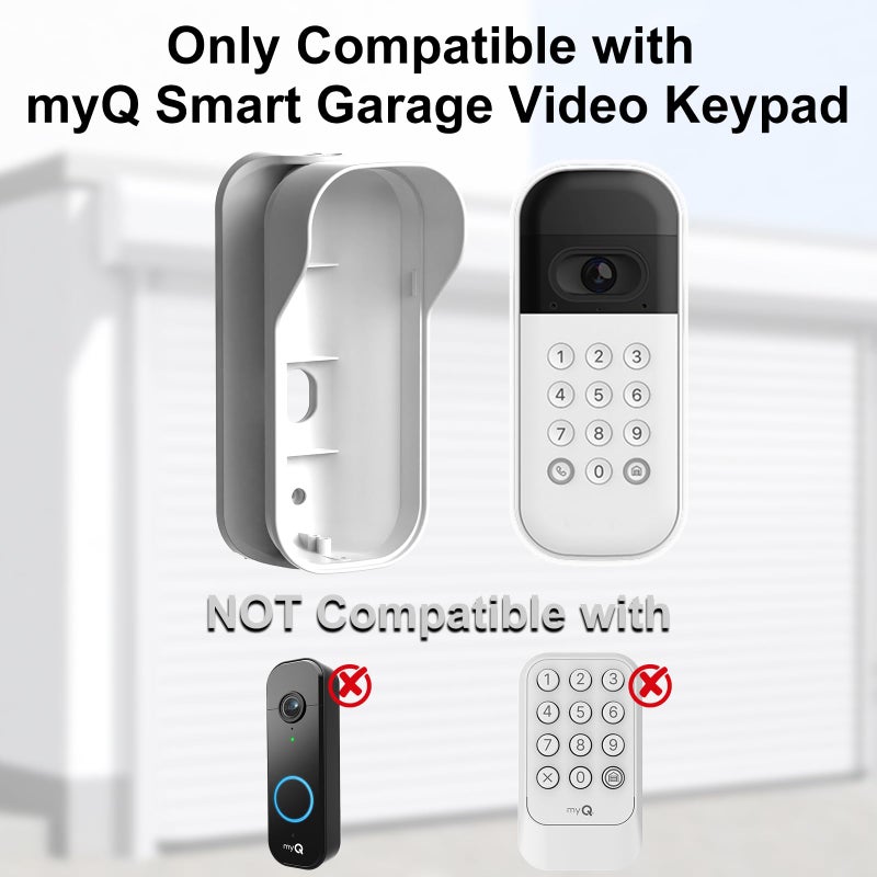 Nooukut Swivel Mount for myQ Smart Garage Video Keypad, Weatherproof Angle Mounting Bracket for myQ, Left/Right Swivel for Wide Viewing Range (Video Keypad is NOT Included) (White) - Image 2