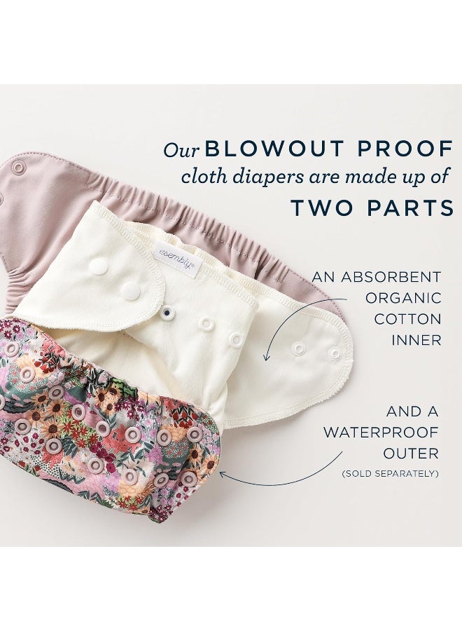 Esembly Cloth Diaper Inner, Trim-Fitting, Certified Organic Cotton, Reusable and Absorbent Leak-Proof Inserts with Snap Closure for Eco-Friendly Diapering, 3-Pack, Size 2 (18-35lbs) - Image 2