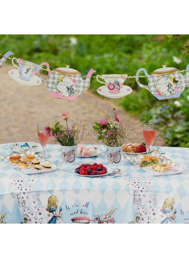 توكينج تيبلز أطباق أليس في بلاد العجائب من Talking Tables - أدوات مائدة للاستخدام مرة واحدة لحفلات شاي ماد هاتر، وأعياد الميلاد، وحفلات استقبال المولود، واليوم العالمي للكتاب، و4 تصاميم لشخصيات، باللون الأزرق، مقاس كبير - Image 3