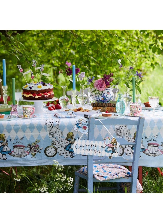 توكينج تيبلز أطباق أليس في بلاد العجائب من Talking Tables - أدوات مائدة للاستخدام مرة واحدة لحفلات شاي ماد هاتر، وأعياد الميلاد، وحفلات استقبال المولود، واليوم العالمي للكتاب، و4 تصاميم لشخصيات، باللون الأزرق، مقاس كبير - Image 4