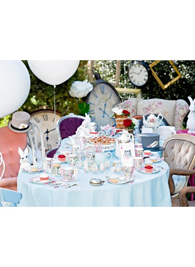 توكينج تيبلز أطباق أليس في بلاد العجائب من Talking Tables - أدوات مائدة للاستخدام مرة واحدة لحفلات شاي ماد هاتر، وأعياد الميلاد، وحفلات استقبال المولود، واليوم العالمي للكتاب، و4 تصاميم لشخصيات، باللون الأزرق، مقاس كبير - Image 2