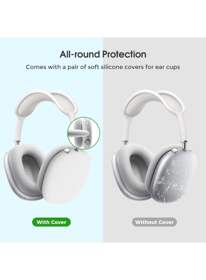 Airpods Max Case, Hard Travel Carrying Headphone Case with Silicone Earpad Cover & Mesh Pocket, Airpod Max Accessories Bag -Grey - Image 2