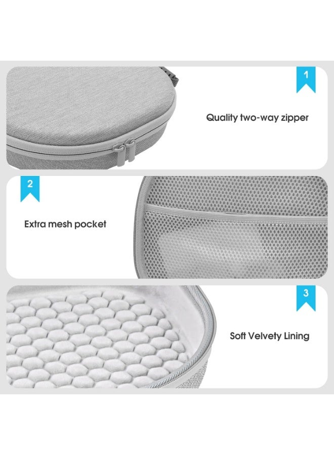Airpods Max Case, Hard Travel Carrying Headphone Case with Silicone Earpad Cover & Mesh Pocket, Airpod Max Accessories Bag -Grey - Image 3