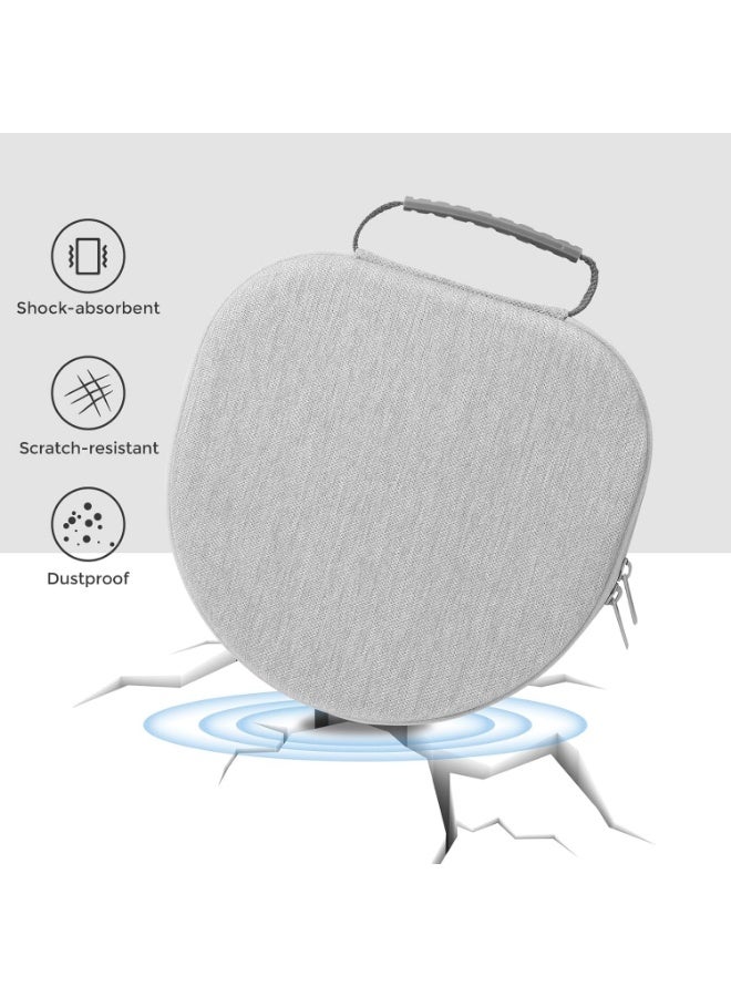 Airpods Max Case, Hard Travel Carrying Headphone Case with Silicone Earpad Cover & Mesh Pocket, Airpod Max Accessories Bag -Grey - Image 5