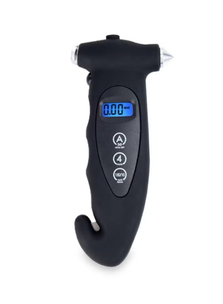 جهاز قياس ضغط الإطارات 5 في 1، جهاز مراقبة رقمي لضغط هواء إطارات السيارة، شاشة LCD مع مطرقة - Image 1