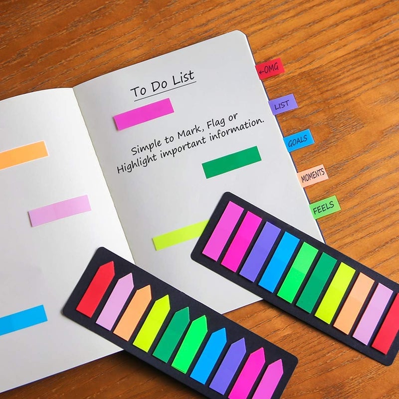 KICNIC 3000 Pieces Page Markers Sticky Index Tabs, Arrow Flag Tabs Self Adhesive, Colored Notes Tab Stickers for Notebook, Documents, Books [10 Colors, 3 Designs] Sticks Securely, Removes Cleanly - Image 2
