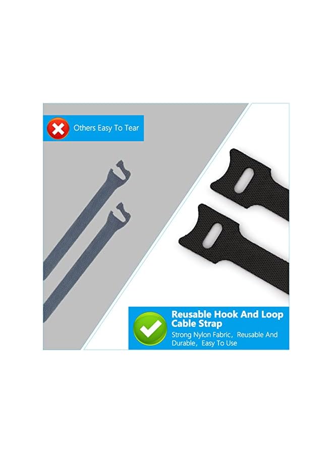 PROMASS promass Cable Ties Reusable Cord Organizer, 100PCS 6-inch Fastening Cord Ties Cable Straps, Adjustable Cable Management Straps Hook Loop Cord Organizer Wire Ties for Home, Office (0.48x6in, Black)  - Image 3