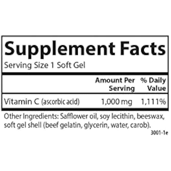 Carlson - C-Gels, 1000mg, Vitamin C Softgels, Immune Support & Heart Health, Vitamin C Softgels, Antioxidant, Vitamin C Supplement, 100 Softgels - Image 4