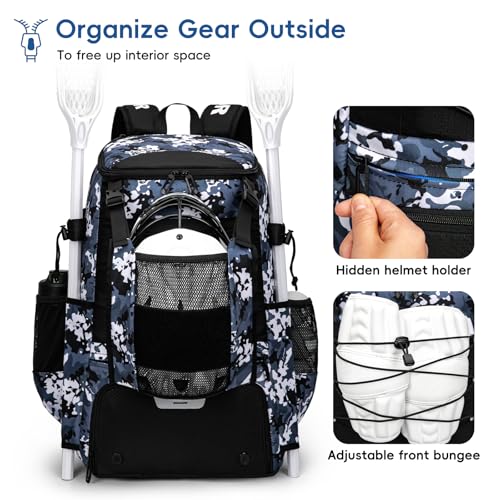 KAVIGOR Lacrosse Bag 65L, Extra Large Lacrosse Gear Backpack with Multi-Pocket Design, Helmet Holder & Ventilated Shoe Compartment - Image 3