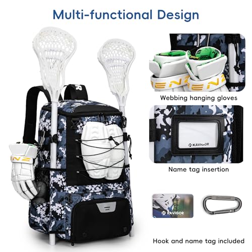 KAVIGOR Lacrosse Bag 65L, Extra Large Lacrosse Gear Backpack with Multi-Pocket Design, Helmet Holder & Ventilated Shoe Compartment - Image 4