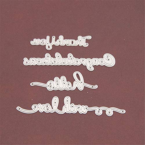 arriettycraft 4pcs/lot with Love Hello Thank You Congratulations Metal Cutting Dies for Card Making Cutting Dies -AN09 - Image 3