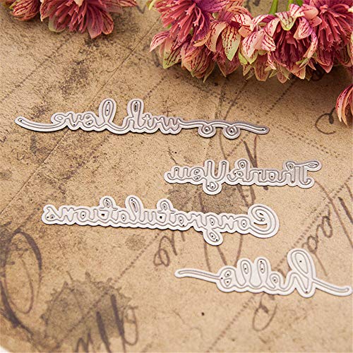 arriettycraft 4pcs/lot with Love Hello Thank You Congratulations Metal Cutting Dies for Card Making Cutting Dies -AN09 - Image 4