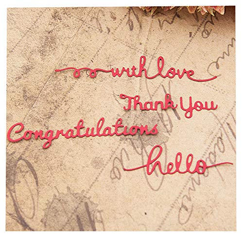 arriettycraft 4pcs/lot with Love Hello Thank You Congratulations Metal Cutting Dies for Card Making Cutting Dies -AN09 - Image 1
