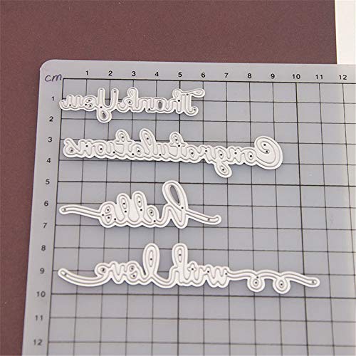 arriettycraft 4pcs/lot with Love Hello Thank You Congratulations Metal Cutting Dies for Card Making Cutting Dies -AN09 - Image 2